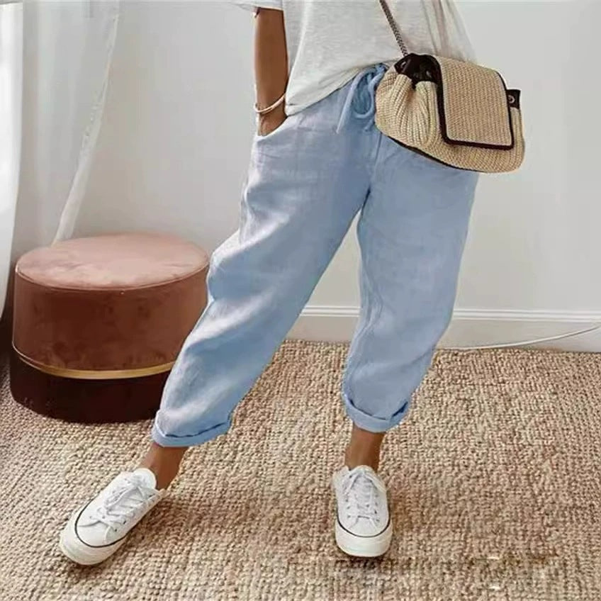 Damen Bequeme und lässige Chino-Hose mit elastischem Bund Stalluxe