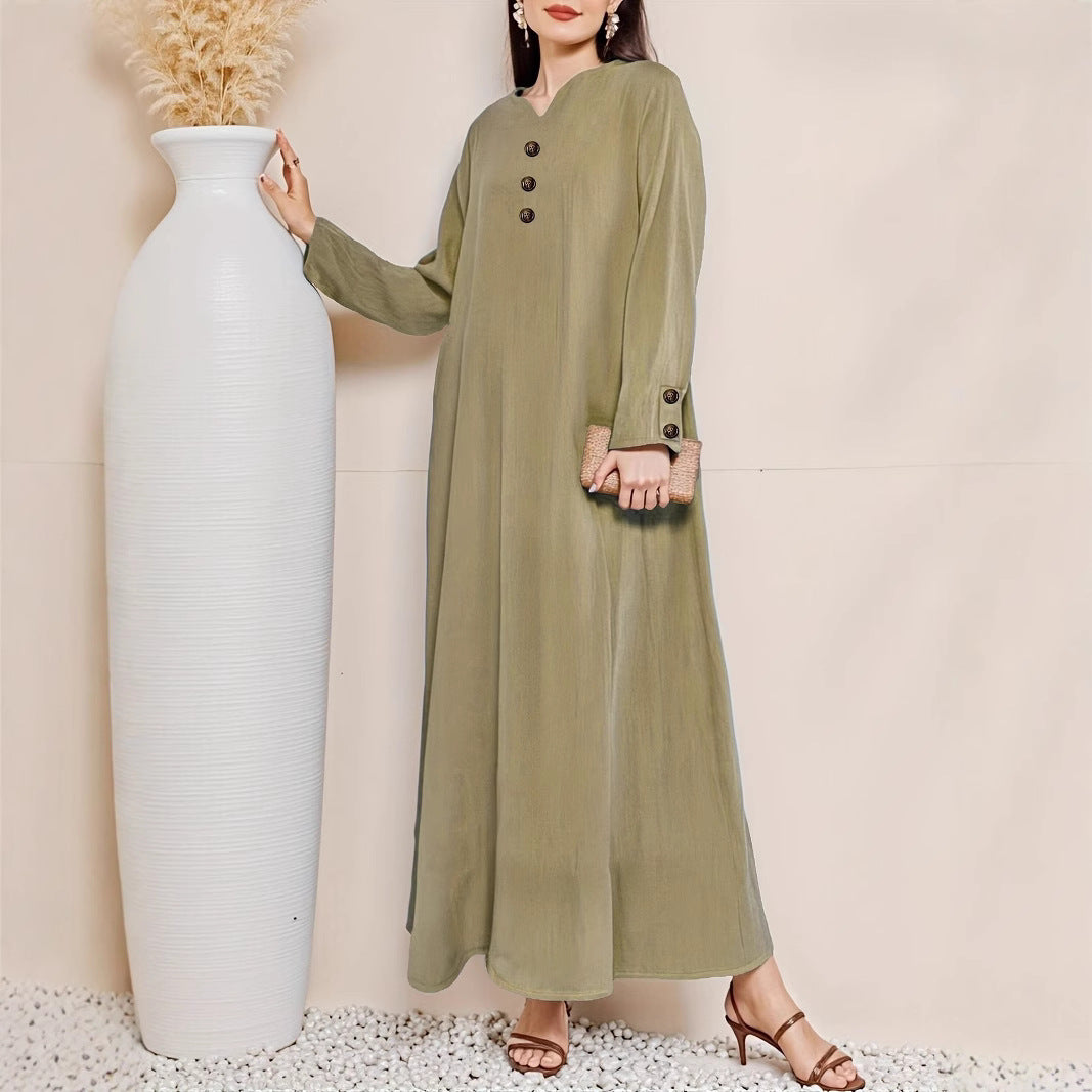 Damen Maxikleid mit eleganter Knopfleiste Stalluxe