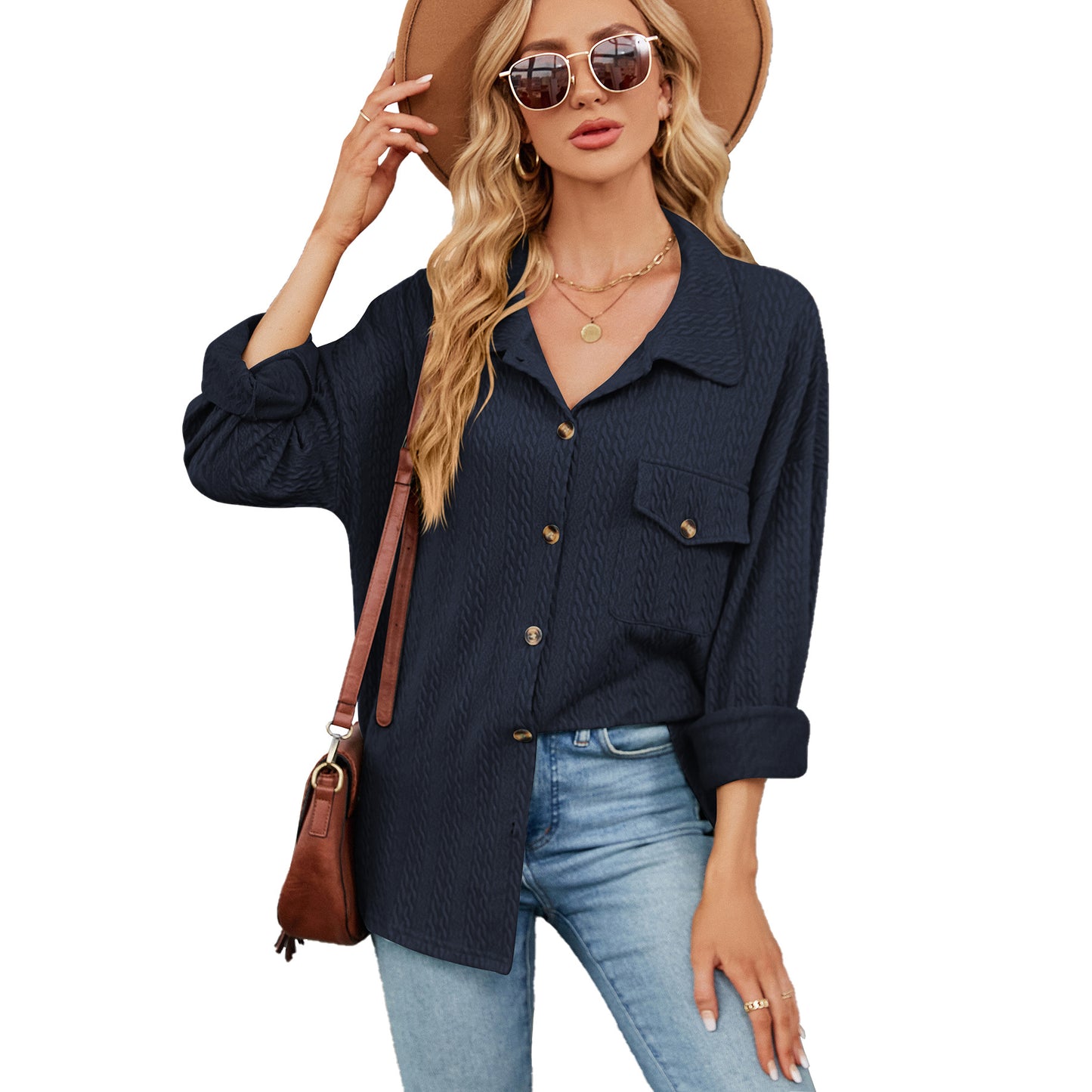 Damen lässige Overshirt mit strukturiertem Design Stalluxe