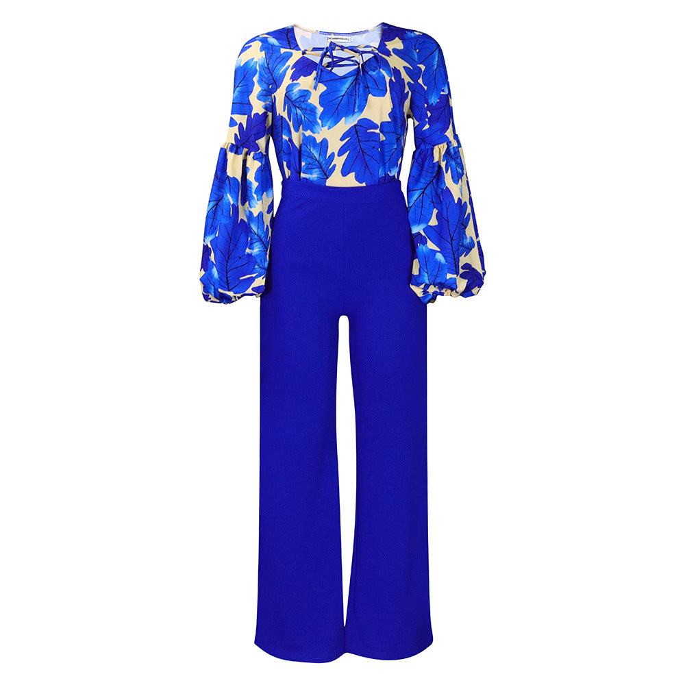 Damen Modischer Jumpsuit mit weit geschnittenen Beinen und auffälligem Blütenmuster Stalluxe