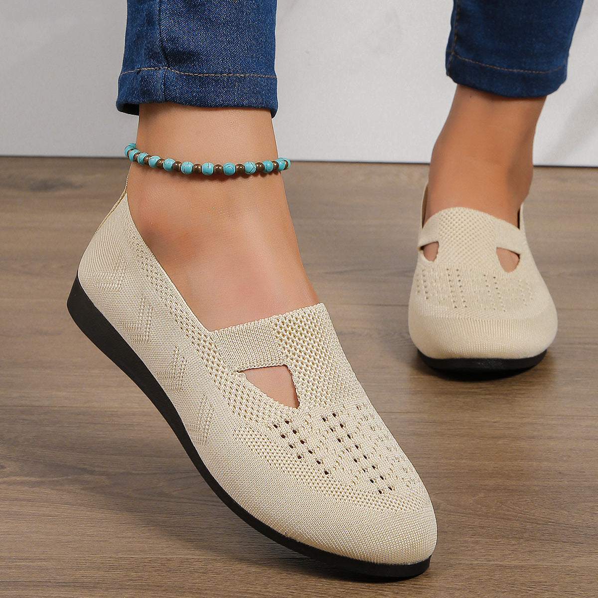 Damen atmungsaktive Slip-On Schuhe mit elastischem Obermaterial und rutschfester Sohle Stalluxe