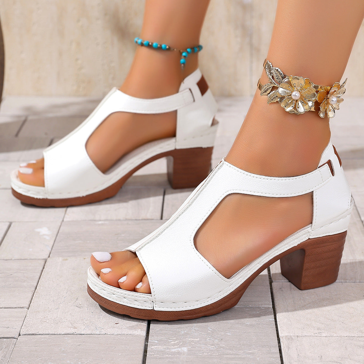 Damen Sandalen mit Blockabsatz Stalluxe