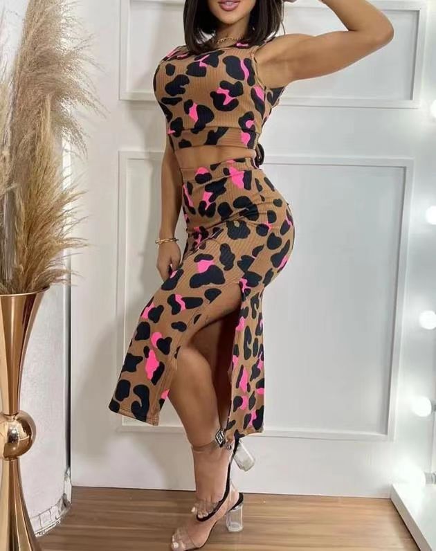 Damen Zweiteiliges Set mit figurbetonendem Design und farbigen Tiermustern Stalluxe