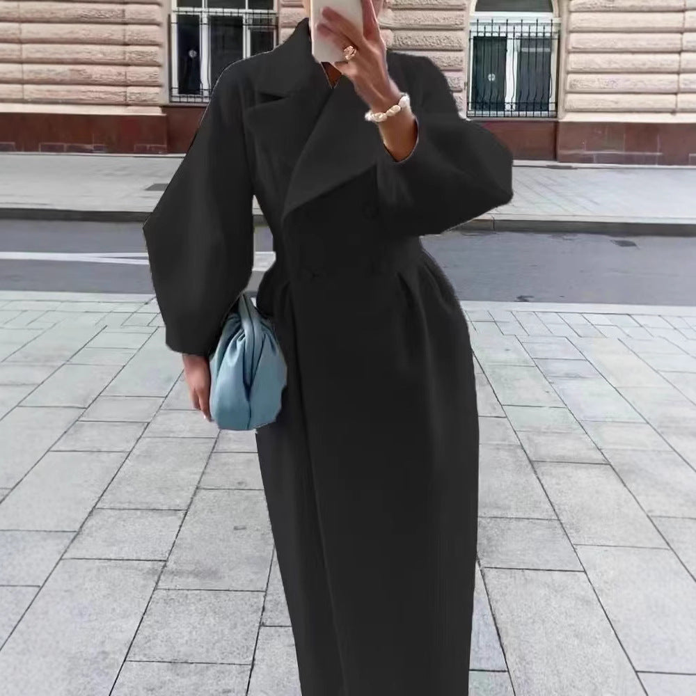 Damen Trenchcoat mit asymmetrischem Schlitz und puffärmeligen Details Stalluxe