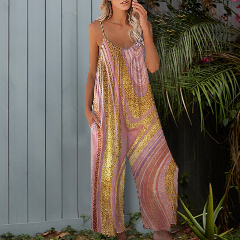 Damen Sommerlicher Overall mit floralem Design und praktischen Taschen Stalluxe