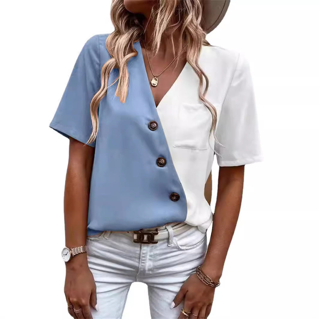 Damen Trendige Bluse mit asymmetrischem Schnitt und Knopfdetail Stalluxe