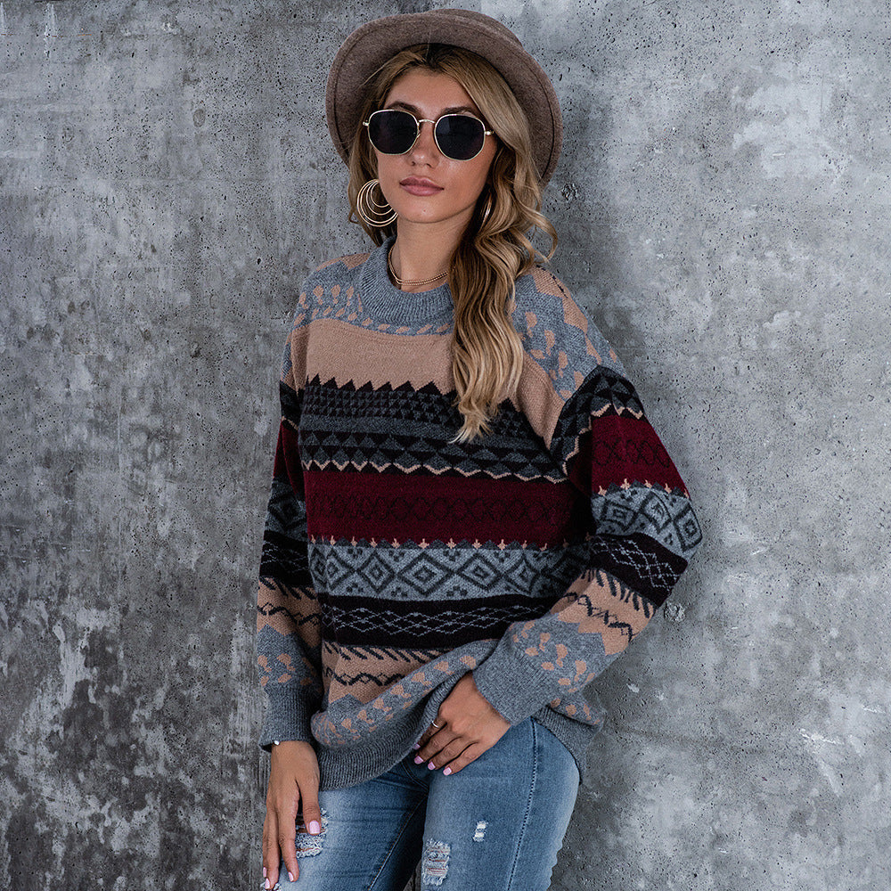 Damen Strickpullover mit grafischem Muster und lässigem Schnitt Stalluxe