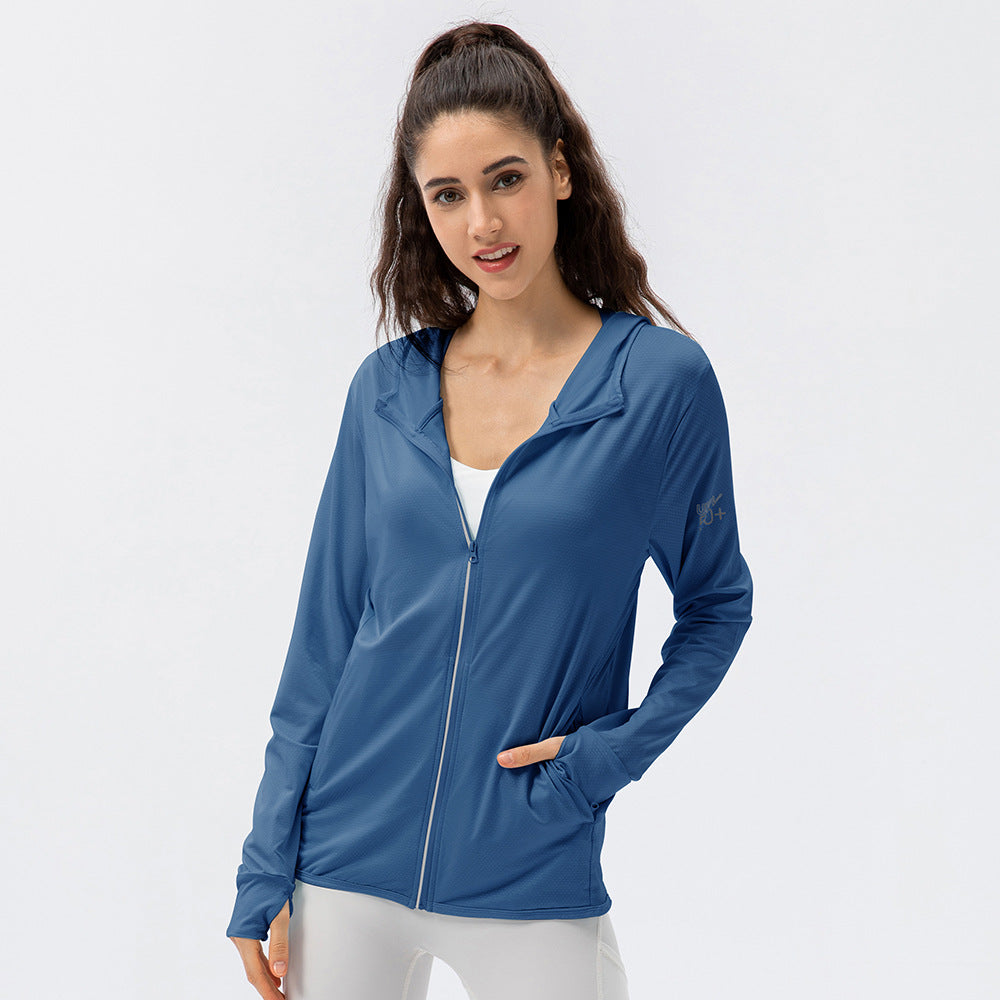 Damen Atmungsaktive Sportjacke mit Kapuze und Reißverschluss Stalluxe