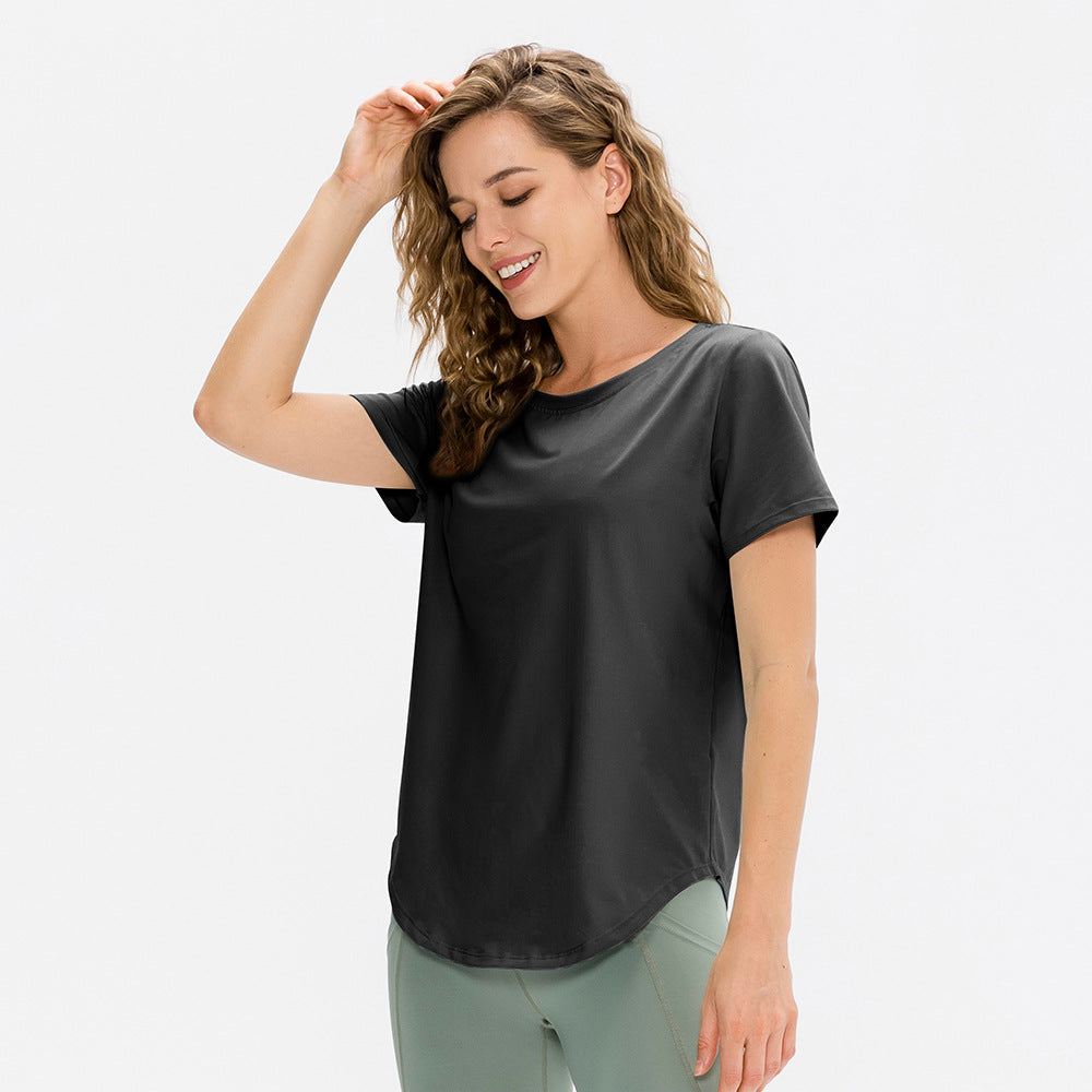 Damen Atmungsaktives Fitness-T-Shirt mit Rundhalsausschnitt und sportlichem Schnitt Stalluxe