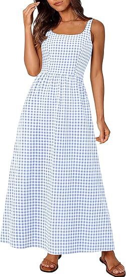 Damen MAXIKLEID mit Karomuster und schmalen Trägern Stalluxe
