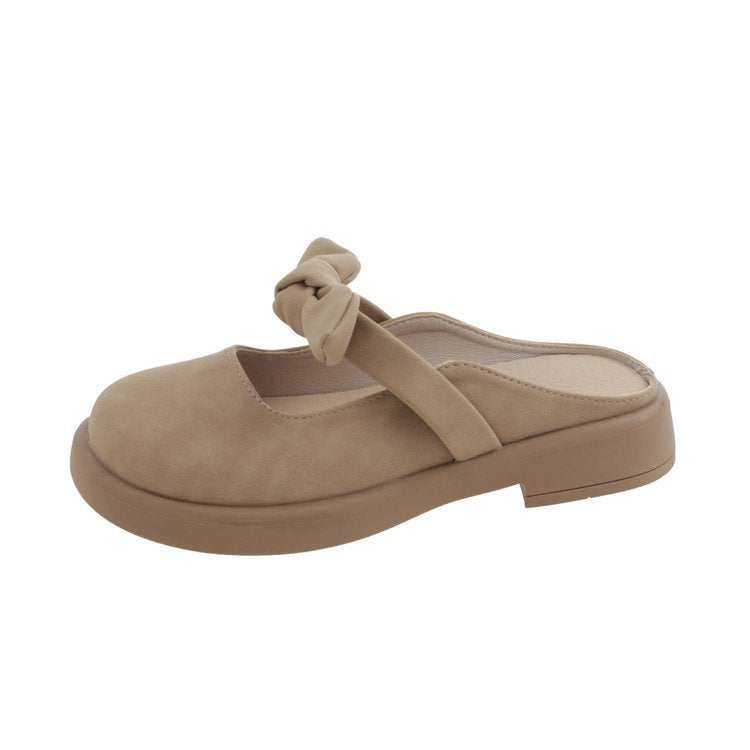 Damen Elegante Mules mit modischer Knoten-Applikation Stalluxe Khaki