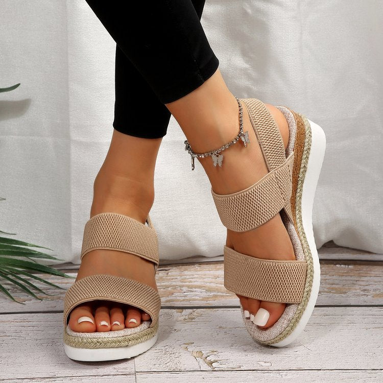 Damen Wedge-Sandalen mit gepolstertem Fußbett und elastischen Riemen Stalluxe