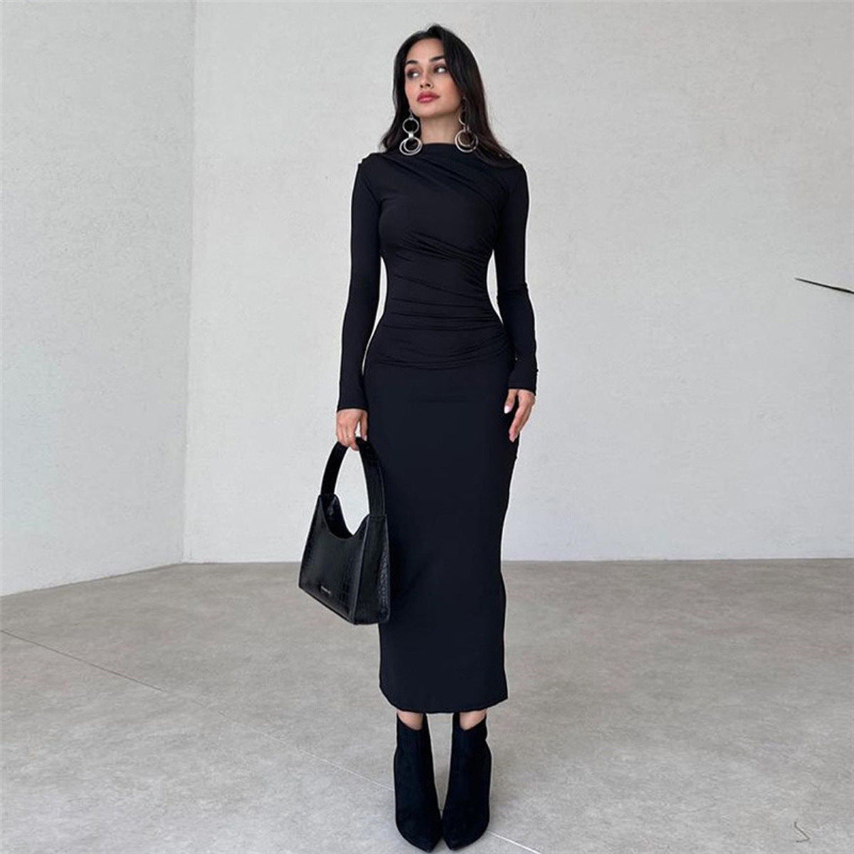 Damen Raffiniertes Langarmkleid mit figurbetonendem Schnitt Stalluxe