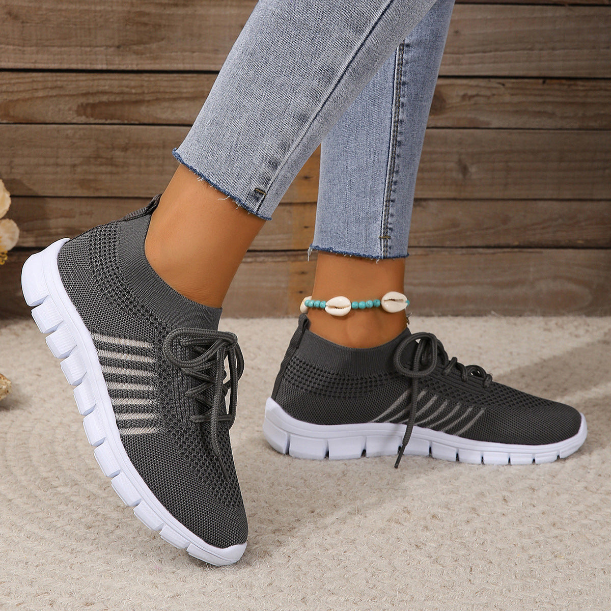 Damen Sportliche Sneakers mit atmungsaktivem Strickoberteil Stalluxe
