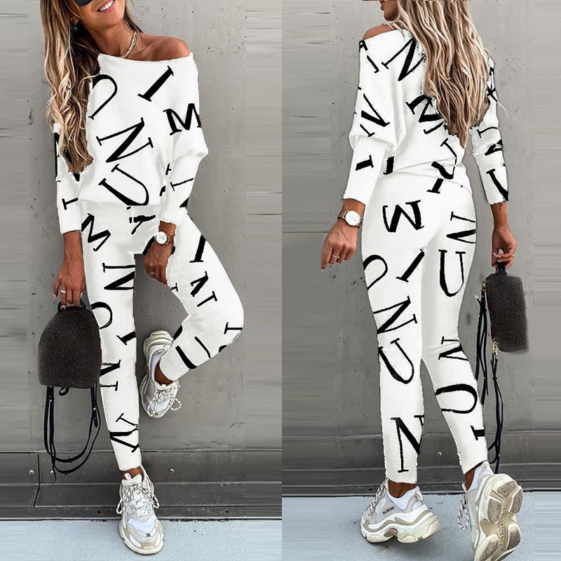 Damen Freizeit-Set mit grafischem Print und elastischem Bund Stalluxe