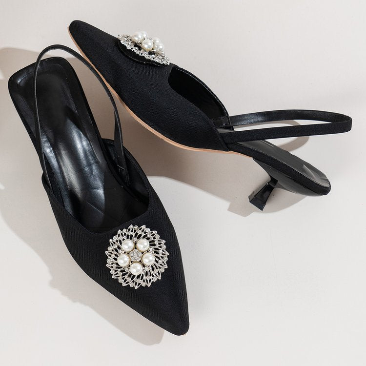 Damen Slingback-Pumps mit eleganter Perlenapplikation und modischem Schnitt Stalluxe