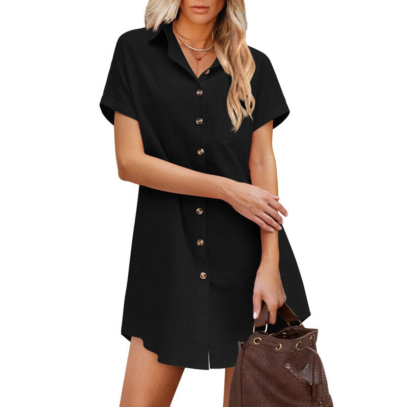 Damen Hemdblusenkleid im lässigen Schnitt mit Knopfdetails und aufgesetzter Tasche Stalluxe
