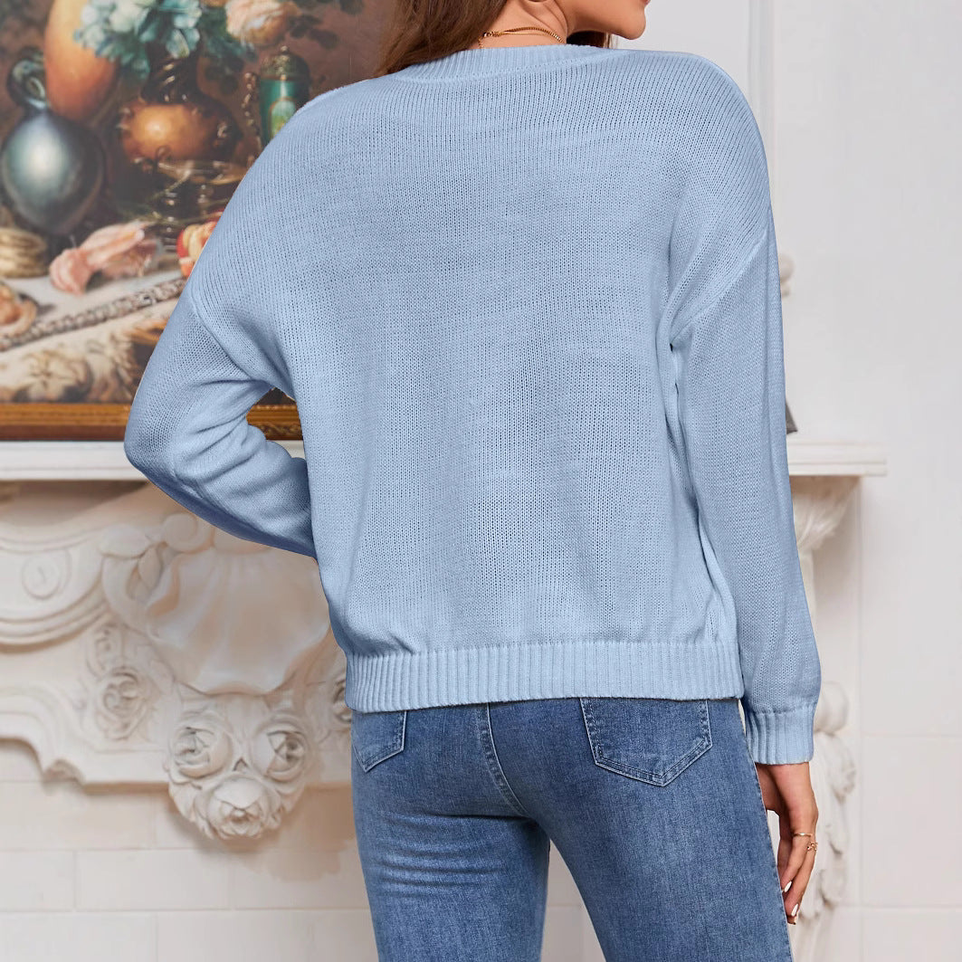 Damen Lässiger V-Ausschnitt Strickpullover Stalluxe