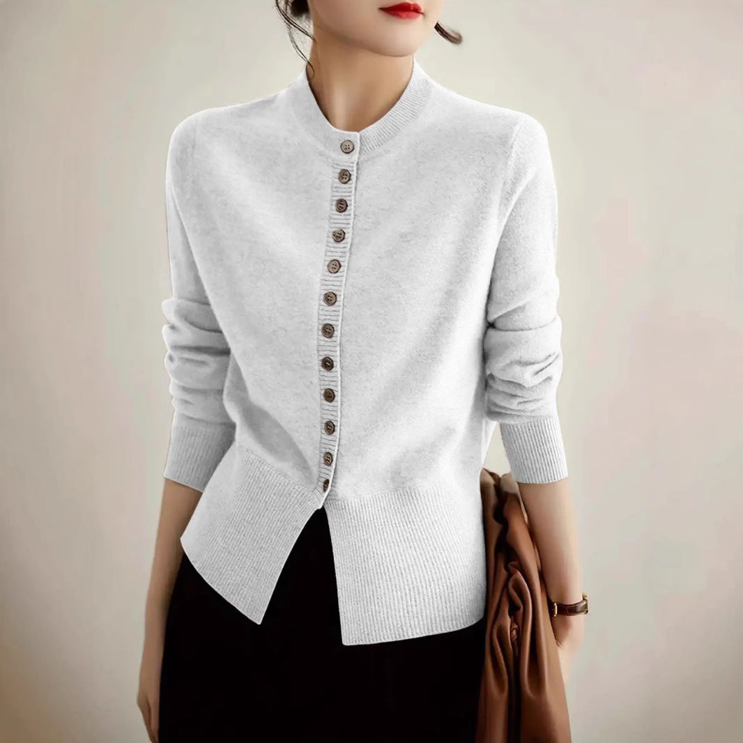 Damen Strickjacke mit feiner Knopfleiste und elegantem Stehkragen Stalluxe