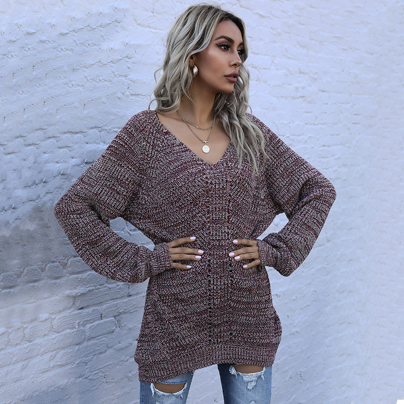 Damen Oversized Pullover mit V-Ausschnitt und Strukturmuster Stalluxe