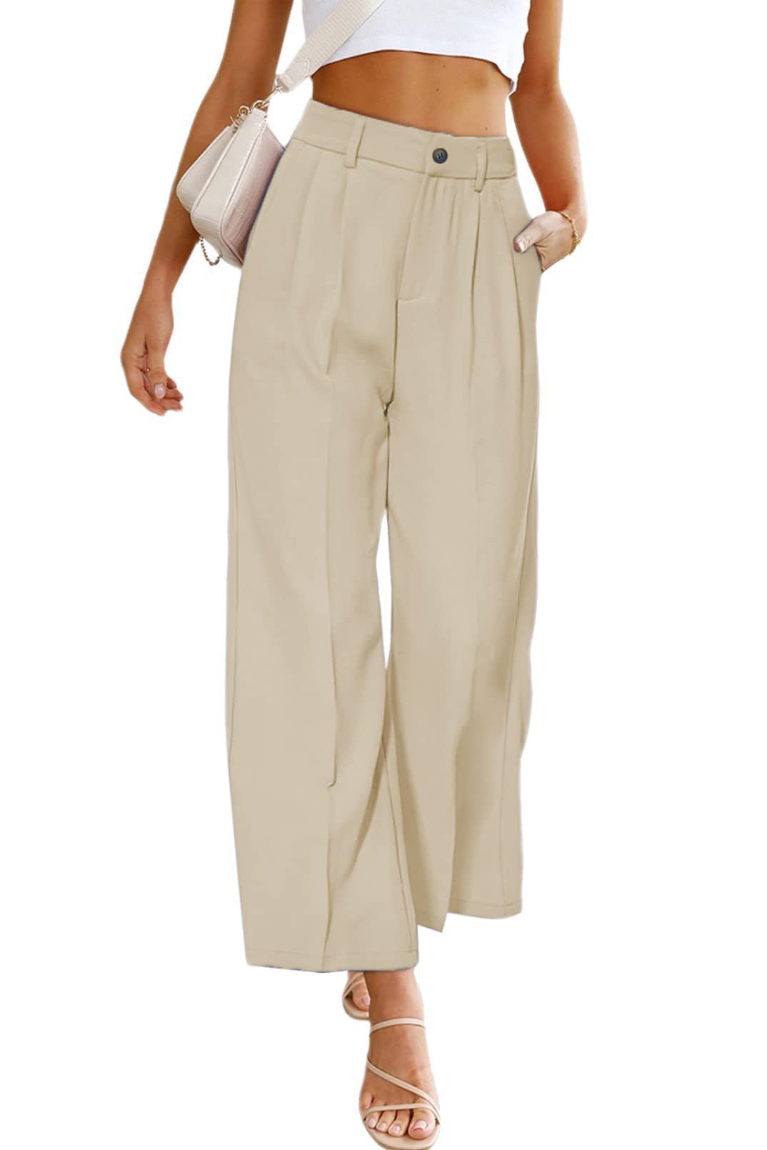 Damen Weit geschnittene Hochbund-Hose mit Faltenwurf Stalluxe