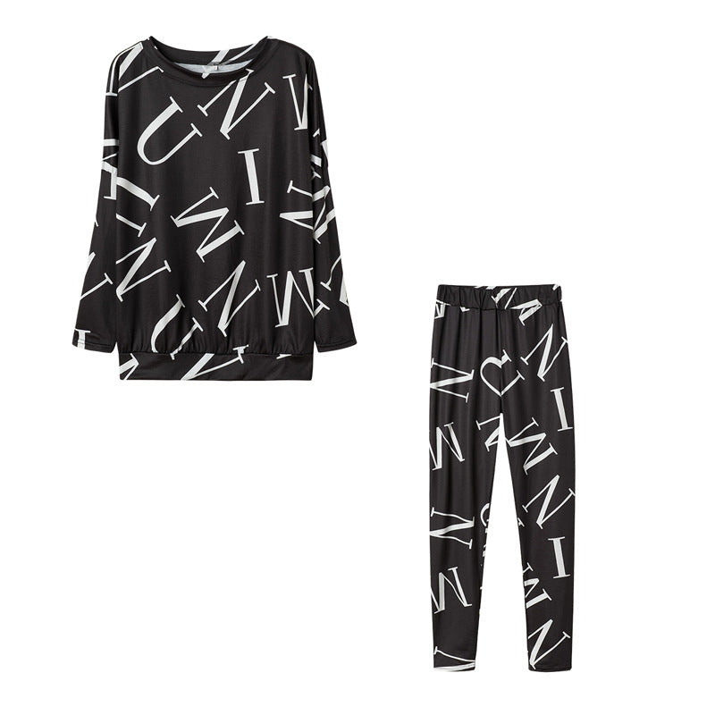 Damen Freizeit-Set mit grafischem Print und elastischem Bund Stalluxe