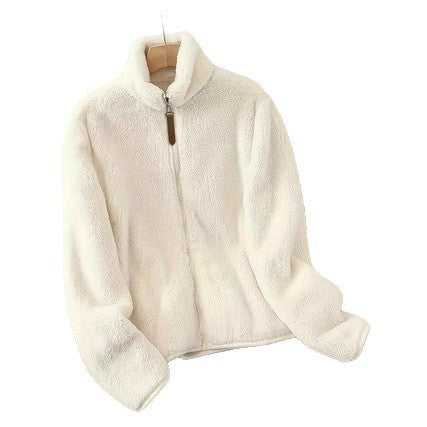 Damen kuschelige Fleecejacke mit hohem Kragen und dekorativem Reißverschluss Stalluxe