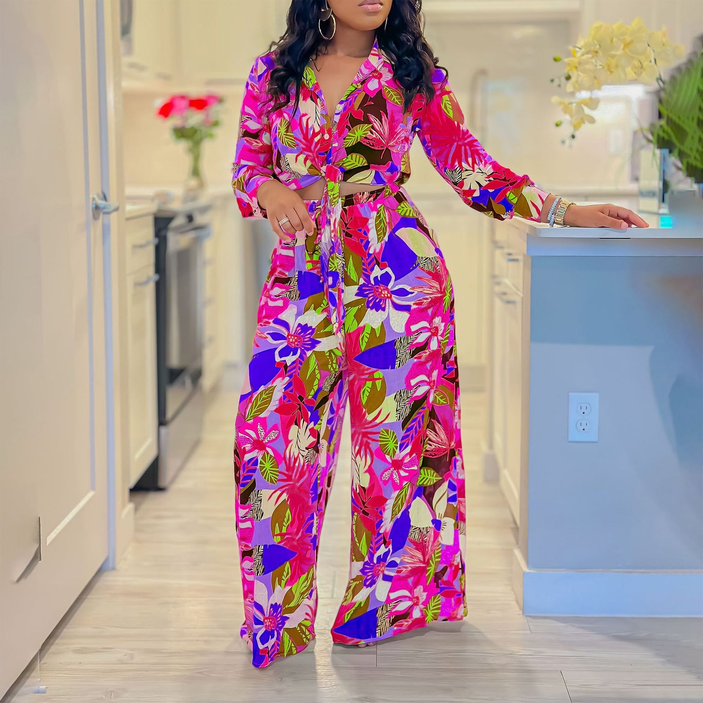 Damen Eleganter Jumpsuit mit floralen Mustern und tailliertem Schnitt Stalluxe