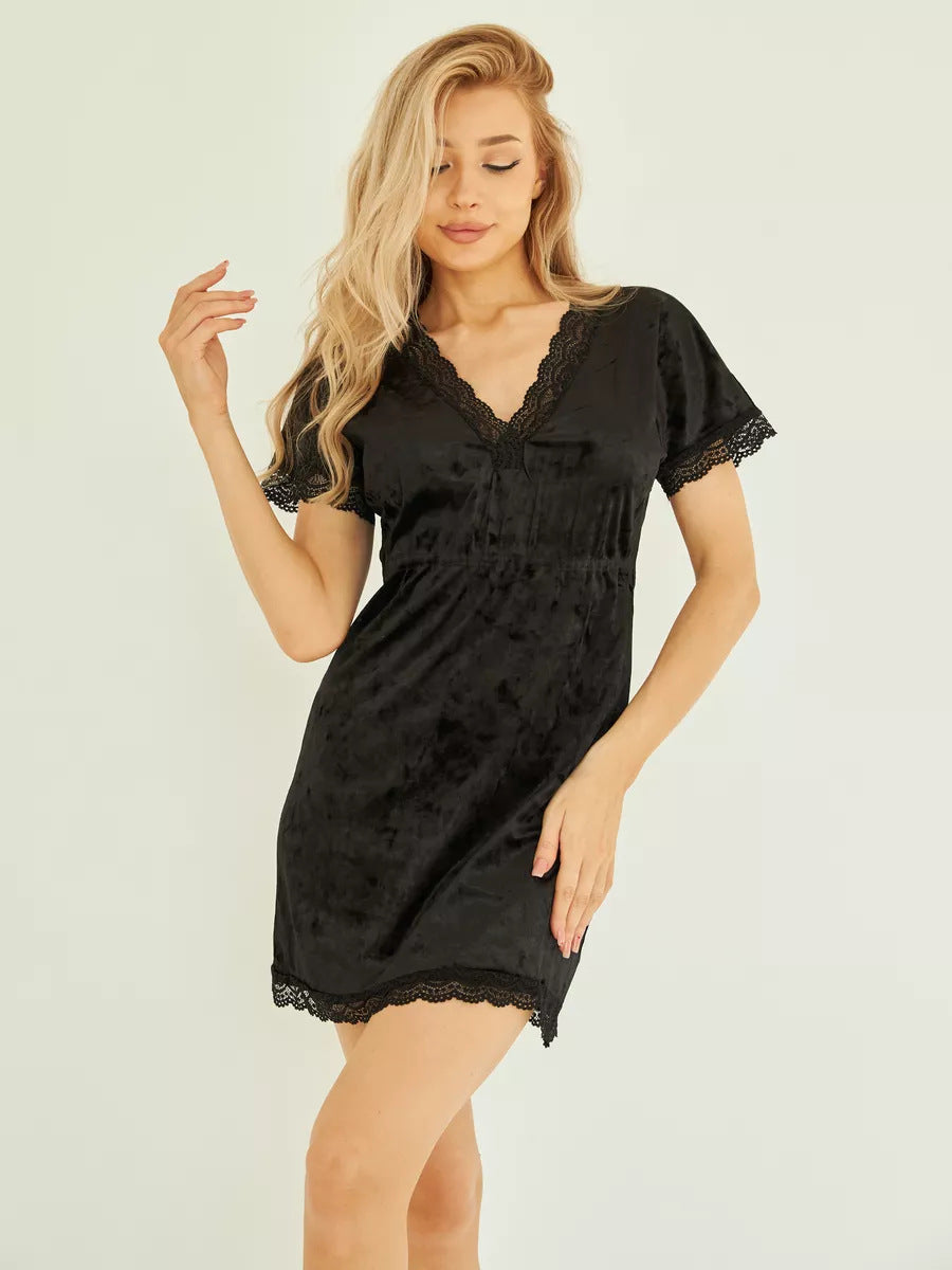 Damen verführerisches Nachthemd mit elegantem Spitzen-Ausschnitt Stalluxe