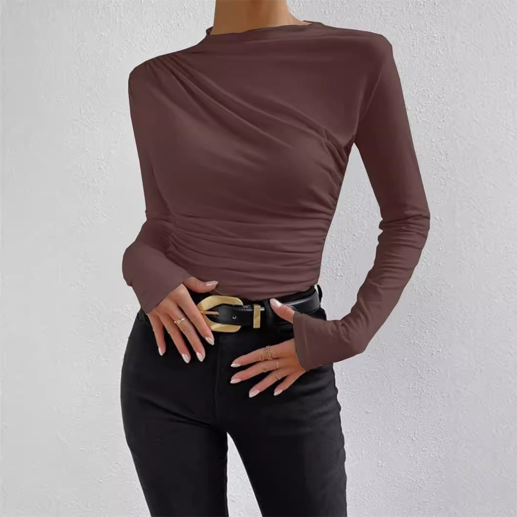 Damen Langarmshirt mit raffiniertem Drapé-Design Stalluxe