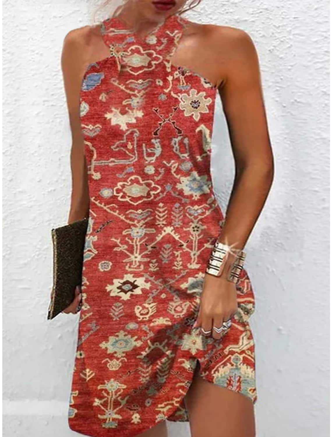 Damen Kurzes Kleid mit kreativem Kreisdesign Stalluxe