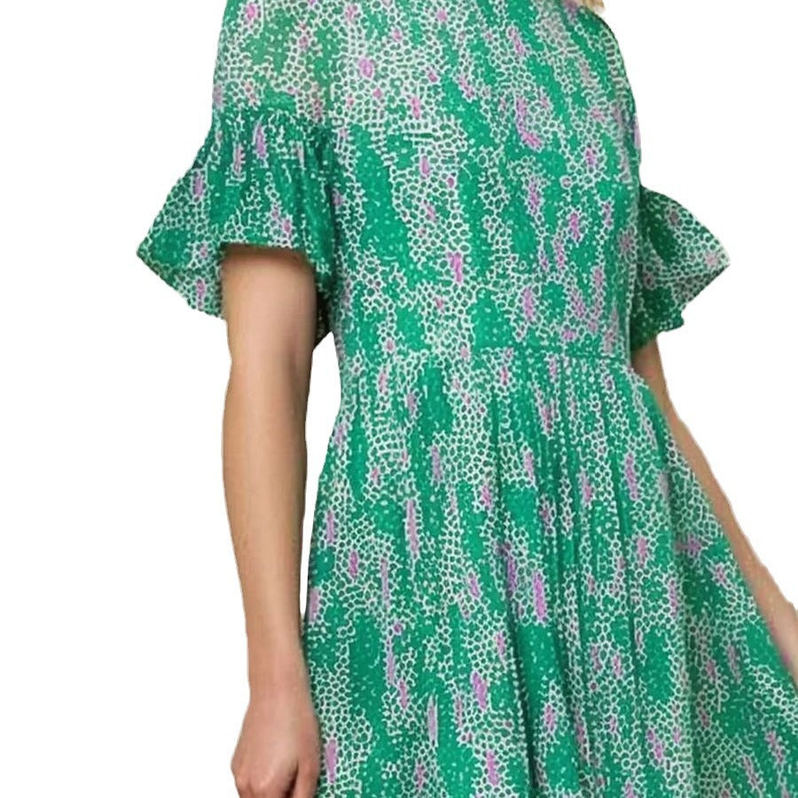Damen Midi Kleid mit luftigen Rüschenärmel von Stalluxe