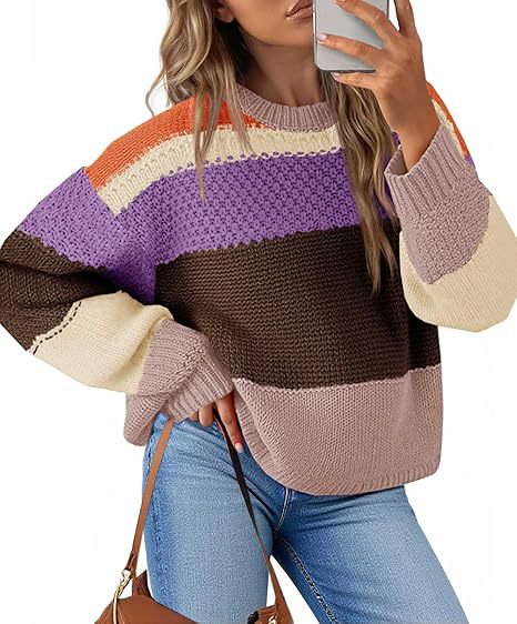 Damen Grobstrickpullover mit Farbblockdesign und oversized Schnitt Stalluxe