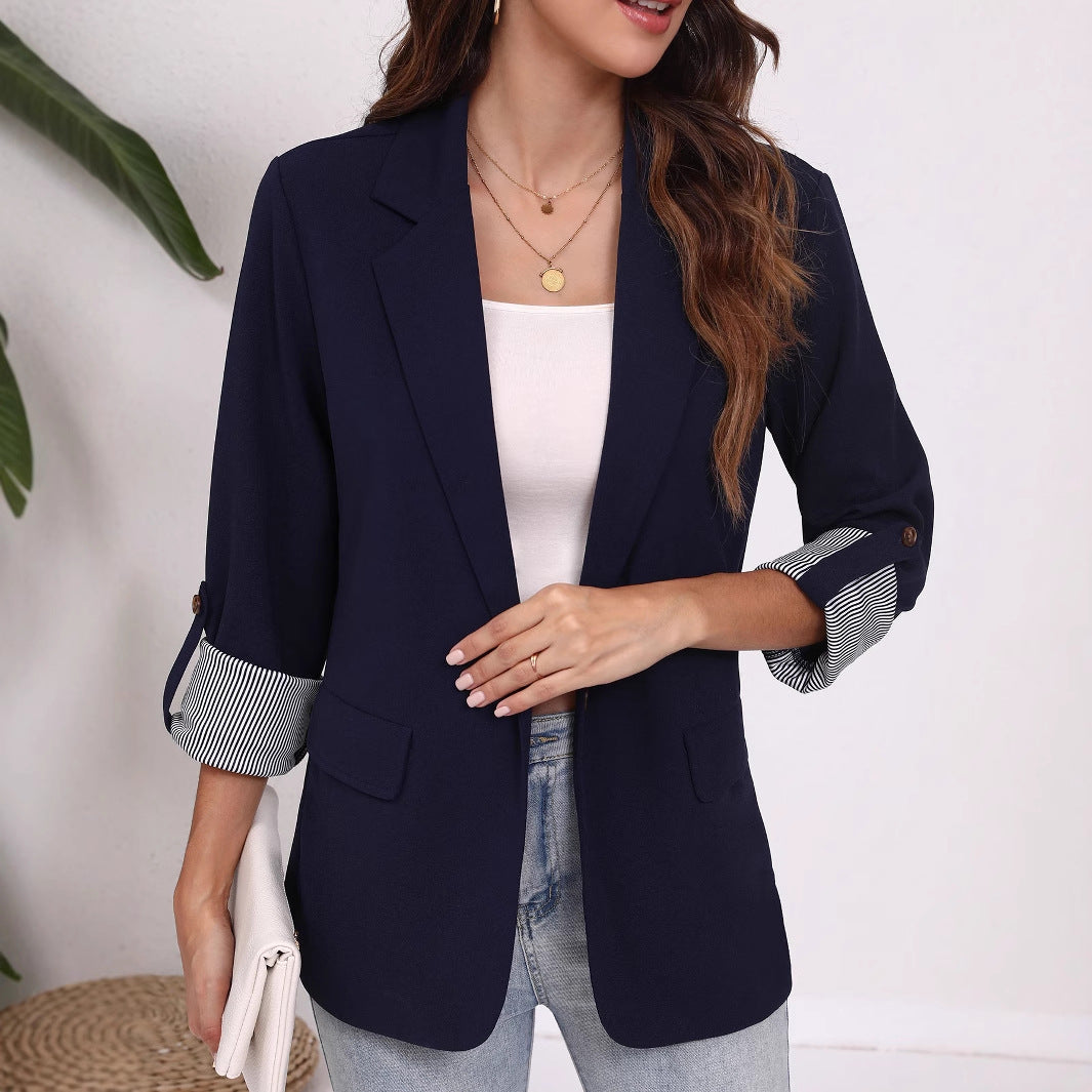 Damen Eleganter Blazer mit gestreiften Ärmeln und klassischem Schnitt Stalluxe
