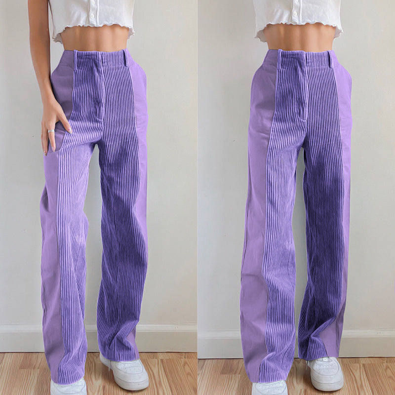 DamenLocker geschnittene High-Waist-Hosen mit vertikalen Rippdetails Stalluxe