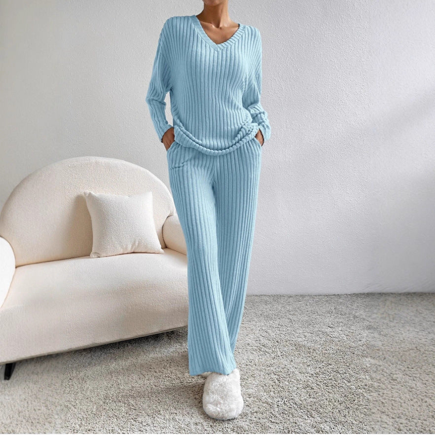 Women's Cozy Striped Lounge Set Stalluxe
