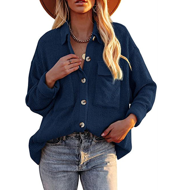 Damen Oversized Hemdbluse mit strukturiertem Design und Knopfdetails Stalluxe