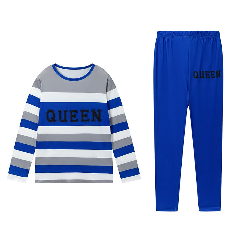 Damen Freizeit-Loungewear-Set mit gestreiftem Langarmshirt und bequemer Hose Stalluxe