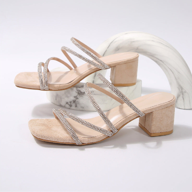 Damen Elegante Sandalen mit funkelnden Riemen und blockiertem Absatz Stalluxe