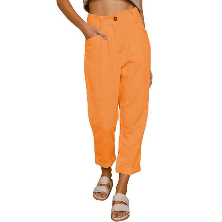 Damen modische Cordhose mit hohem Bund und weitem Bein Stalluxe