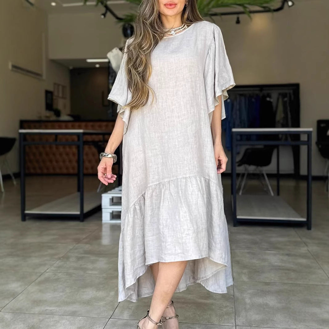Damen luftiges Maxikleid mit asymmetrischem Saum und Volants Stalluxe