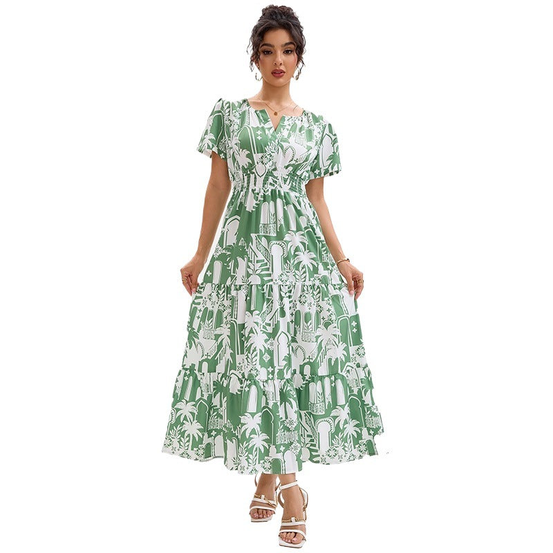 Damen Maxikleid mit floralem Druck und voluminösem Rock Stalluxe