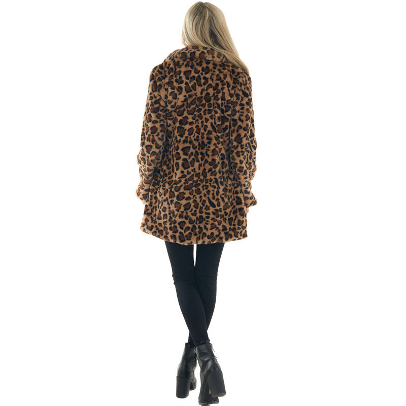Damen Gemütliche Leopard-Fleecejacke mit offenem Kragen Stalluxe