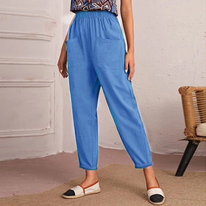 Damen Bequeme Sommerhose mit elastischem Bund und praktischen Taschen Stalluxe