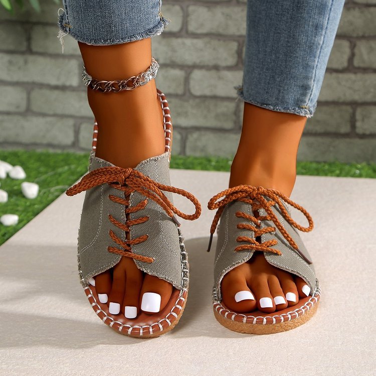 Damen trendige Loose-Fit Sandalen mit Schnürung Stalluxe