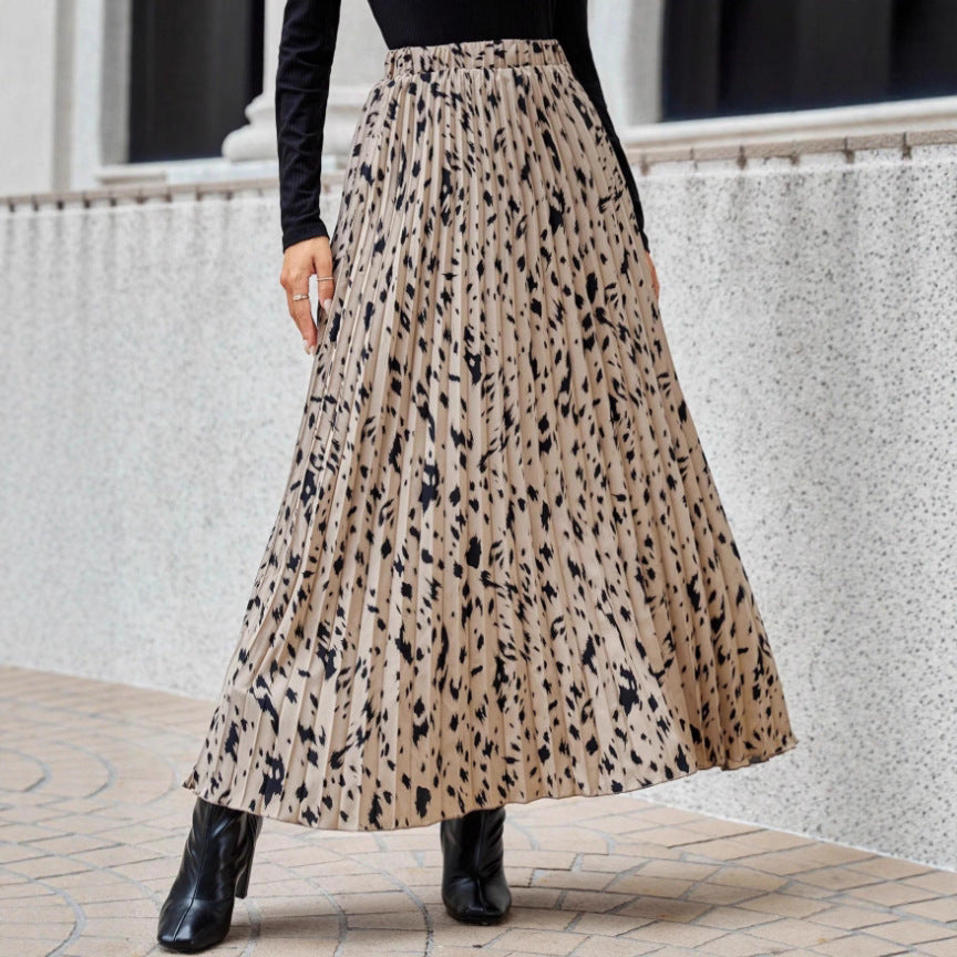 Damen Maxi-Faltenrock mit modischem Muster Stalluxe