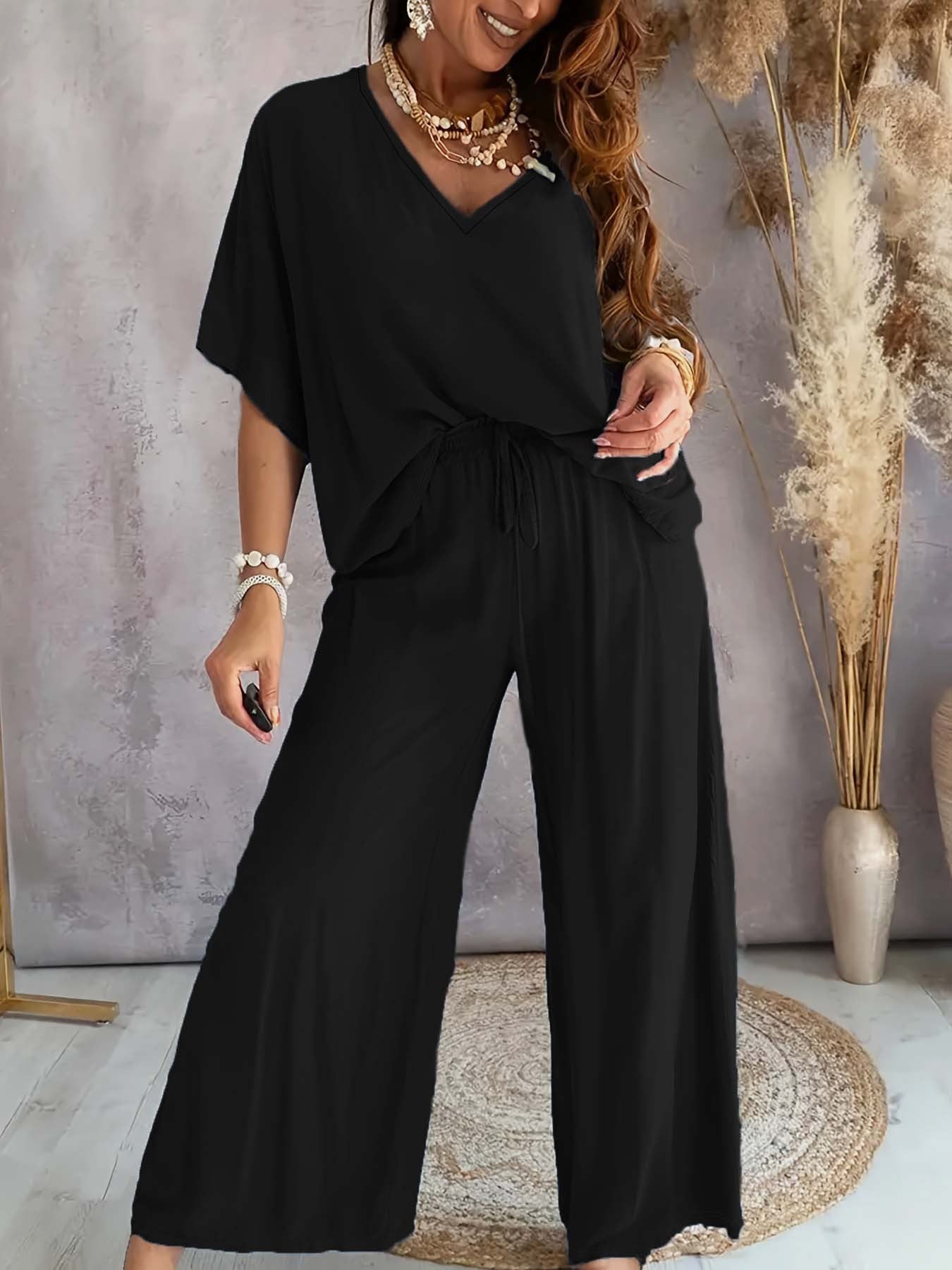 Damen lässiger Jumpsuit mit weitem Schnitt und elastischem Bund Stalluxe