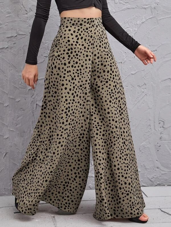 Damen Weit geschnittene Palazzo-Hose mit gepunktetem Design Stalluxe