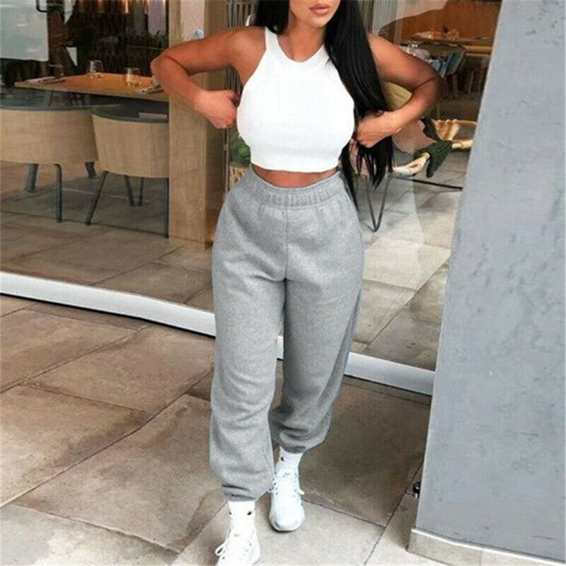 Damen Lässige Jogginghose mit elastischem Bund und seitlichen Taschen Stalluxe