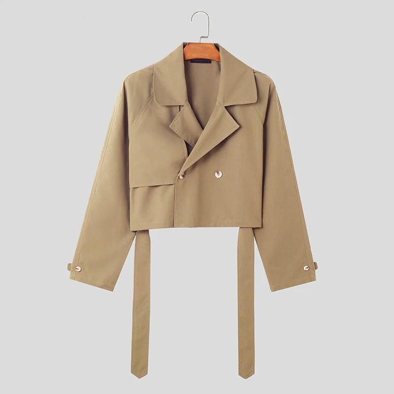 Damen Kurze Jacke mit doppelter Knopfleiste und bindbarem Saum Stalluxe